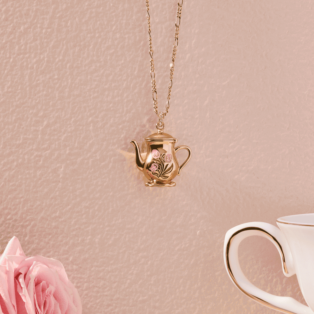 Tea Party Kettle Locket Pendant Necklace