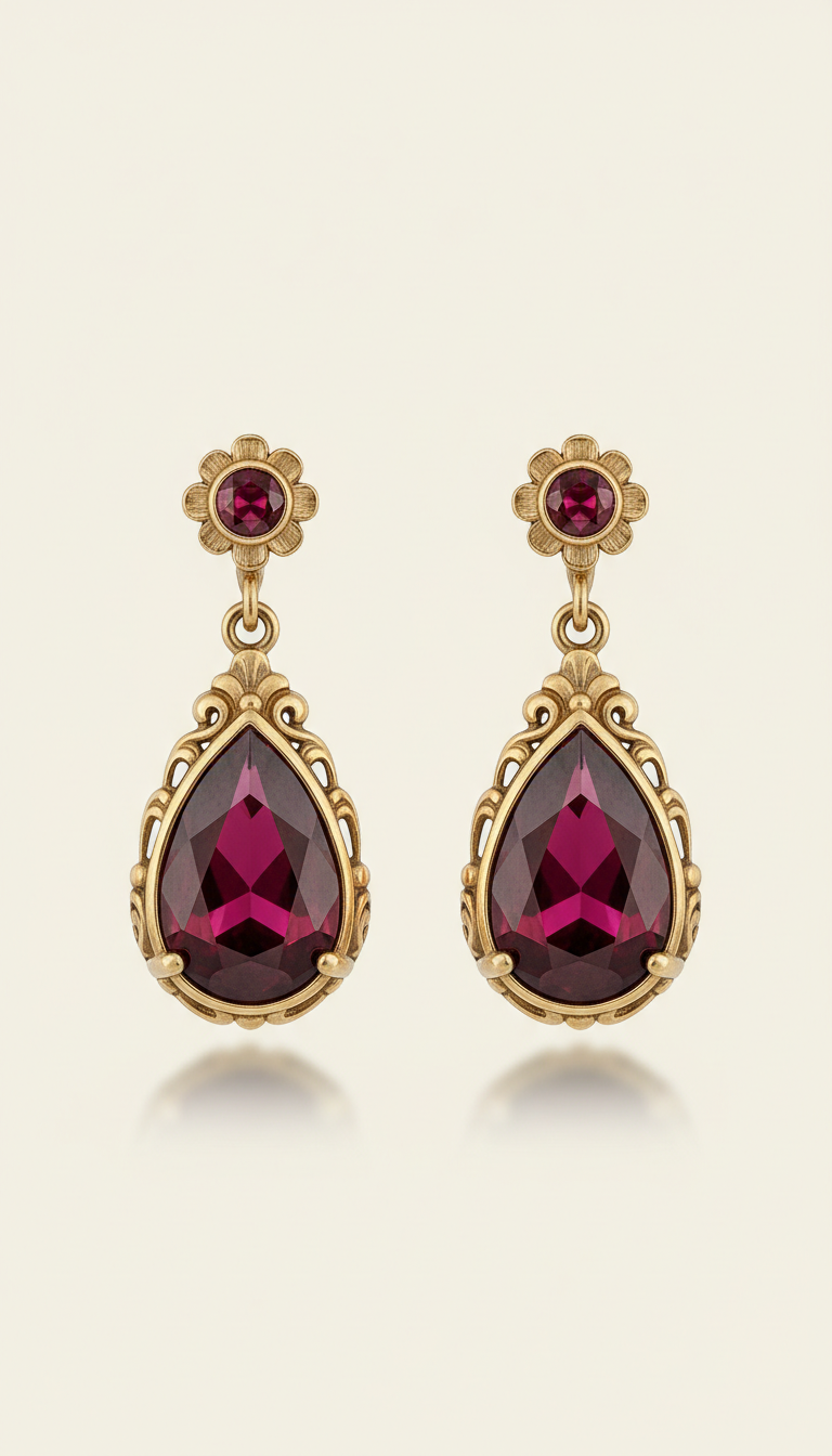 Florentine red ruby drop earrings